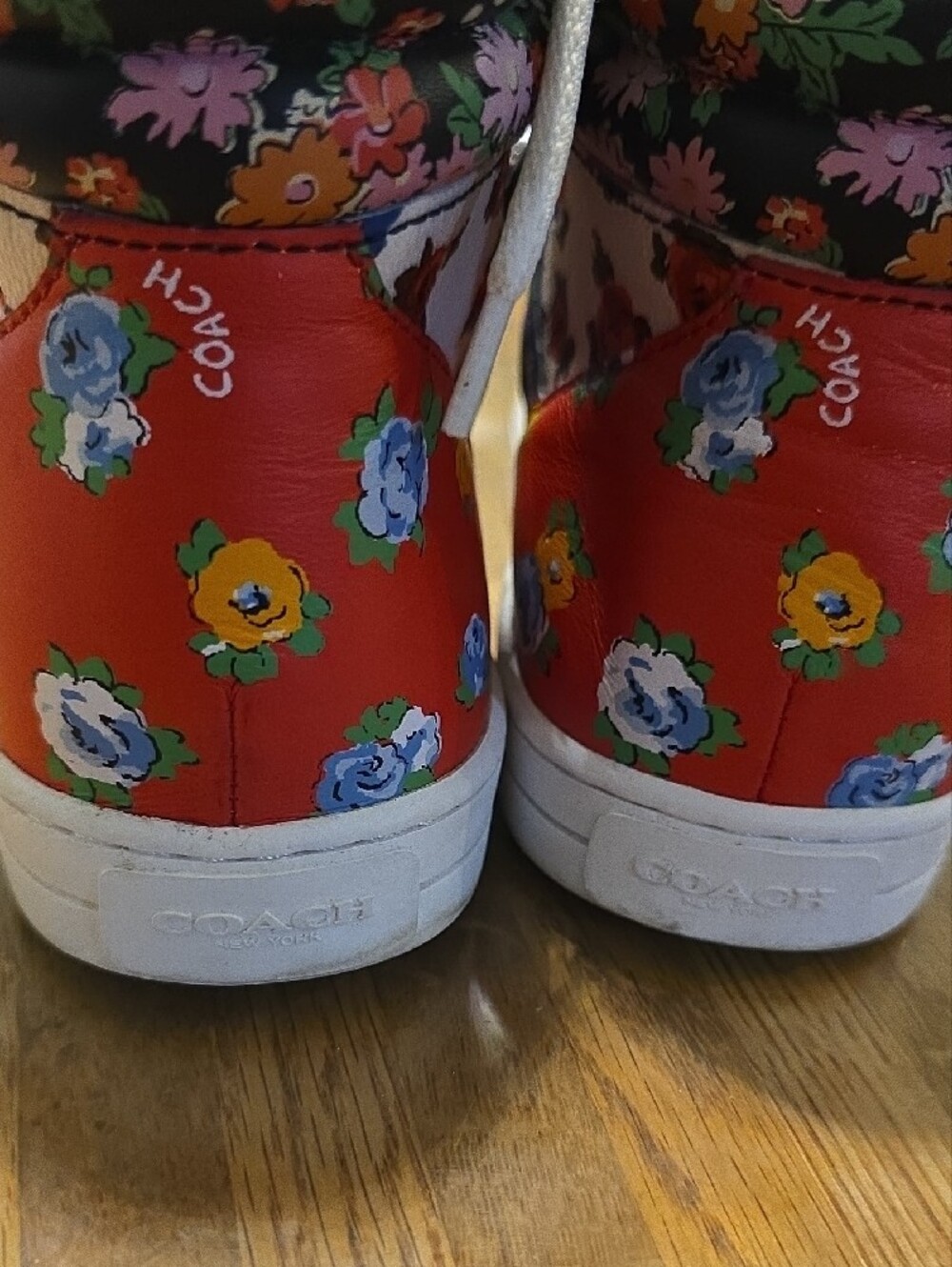 Coach Ladies Floral Red and Purple Low-Top Sneakers - Picture 8 of 11